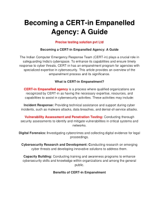 Cert-in Empanelled agency