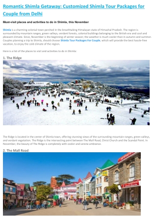 Romantic Shimla Getaway