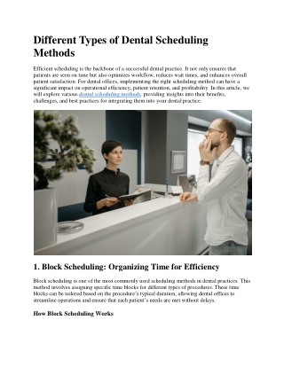 Different Types of Dental Scheduling Methods