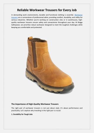 Reliable Workwear Trousers for Every Job