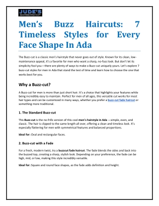 Men’s Buzz Haircuts 7 Timeless Styles for Every Face Shape In Ada (1)