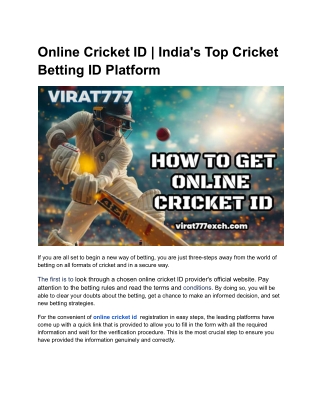 Online Cricket ID  Just 3-Steps to Register In India