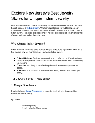 Explore New Jersey's Best Jewelry Stores for Unique Indian Jewelry