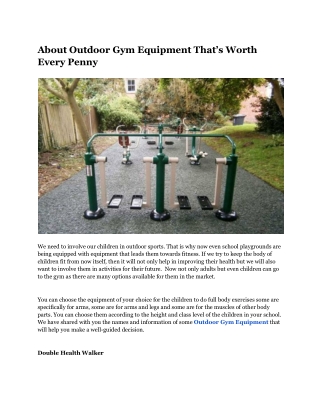 About Outdoor Gym Equipment That’s Worth Every Penny