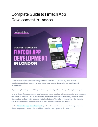 Complete Guide to Fintech App Development in London