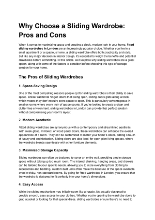 Why Choose a Sliding Wardrobe: Pros and Cons