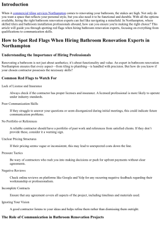 How to Spot Red Flags When Hiring Bathroom Renovation Experts in Northampton