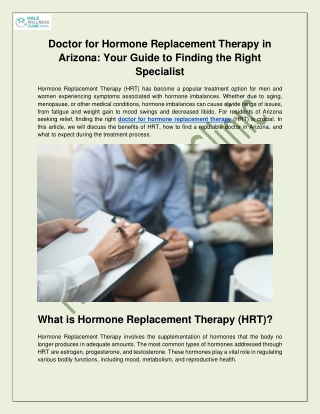 Doctor for Hormone Replacement Therapy in Arizona: Your Guide to Finding the Rig