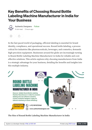 "The Role of Automation in Round Bottle Labeling Machine Manufacturer in India