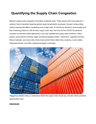 Quantifying the Supply Chain Congestion