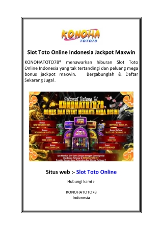 Slot Toto Online Indonesia Jackpot Maxwin