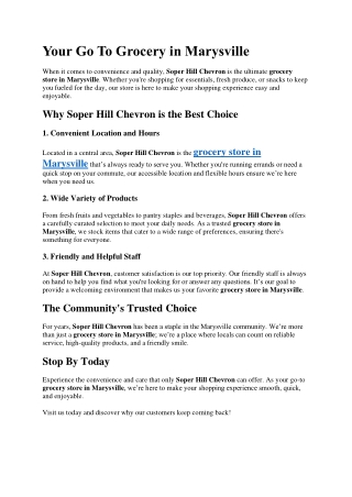 Your Go To Grocery in Marysville