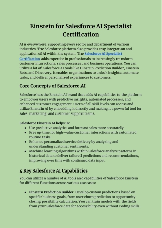 Einstein for Salesforce AI Specialist Certification