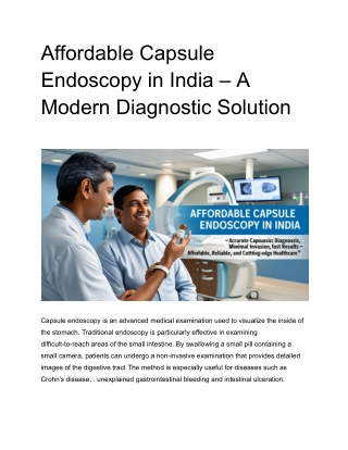 Affordable Capsule Endoscopy in India – A Modern Diagnostic Solution