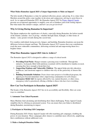 What Makes Ramadan Appeal 2025 a Unique Opportunity to Make an Impact