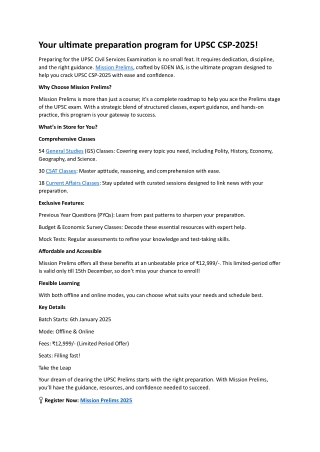 Your ultimate preparation program for UPSC CSP