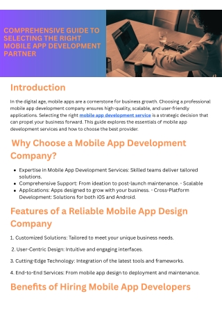 Comprehensive Guide to Selecting the Right Mobile App Development Partner