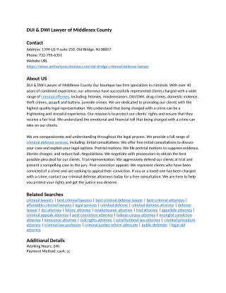 DUI & DWI Lawyer of Middlesex County