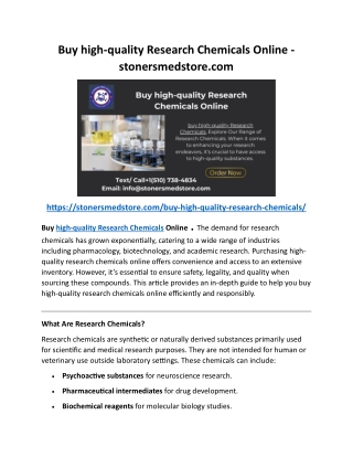Buy high-quality Research Chemicals Online - stonersmedstore