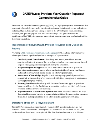 Mastering GATE Physics: Importance of Previous Year Question Papers