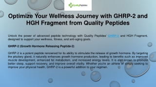 Optimize Your Wellness Journey with GHRP-2 and HGH Fragment from Quality Peptides