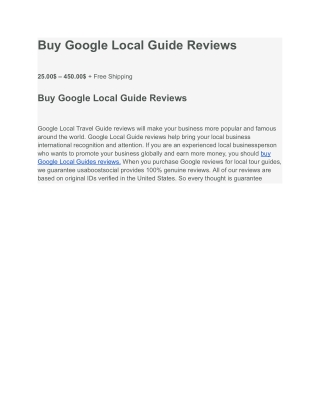 Buy Google Local Guide Reviews