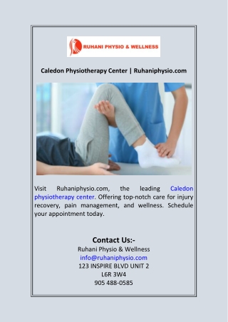 Caledon Physiotherapy Center  Ruhaniphysio.com