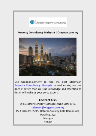 Property Consultancy Malaysia  Oregeon.com.my