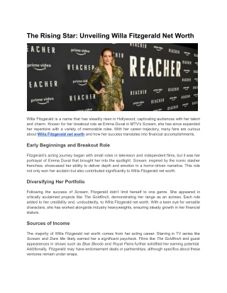The Rising Star_ Unveiling Willa Fitzgerald Net Worth