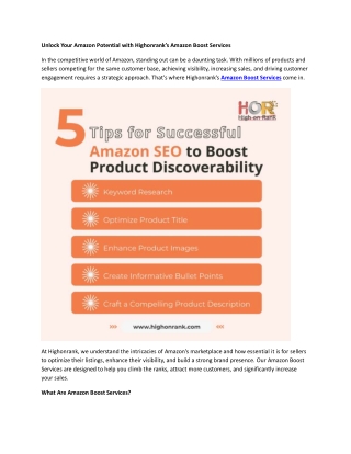Unlock Your Amazon Potential with Highonrank’s Amazon Boost Services