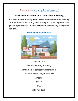 Arizona Real Estate Broker  Certification & Training