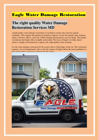 The right quality Water Damage Restoration Services MD