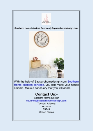 Southern Home Interiors Services  Saguarohomedesign.com