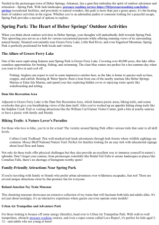 Spring Park: The Heart of Heber Springs' Outdoor Activities