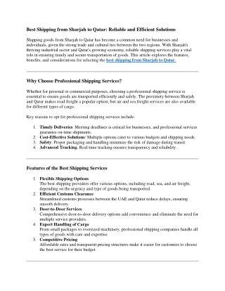 Best Shipping from Sharjah to Qatar