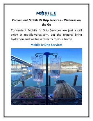 Convenient Mobile IV Drip Services  Wellness on the Go