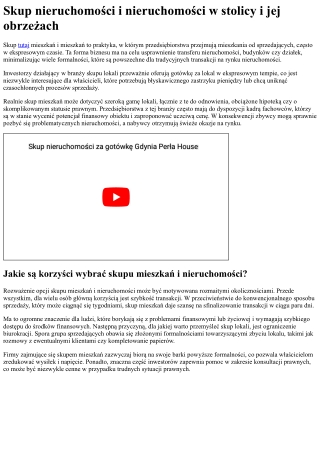 Skup nieruchomości w Warszawie i okolicach