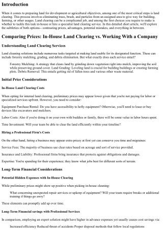 Comparing Expenses: In-House Land Clearing vs. Hiring a Firm