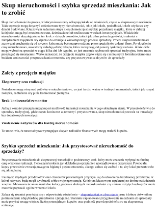 Skup nieruchomości i szybka sprzedaż nieruchomości