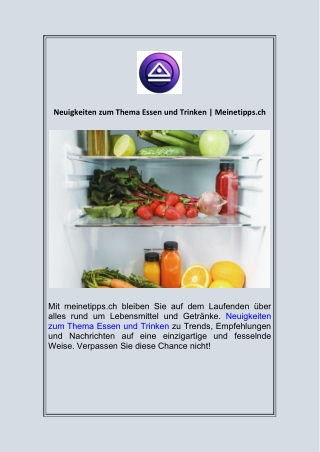 Neuigkeiten zum Thema Essen und Trinken  Meinetipps.ch
