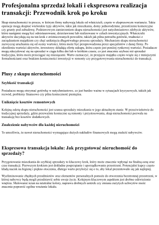 Skup nieruchomości i szybka sprzedaż nieruchomości