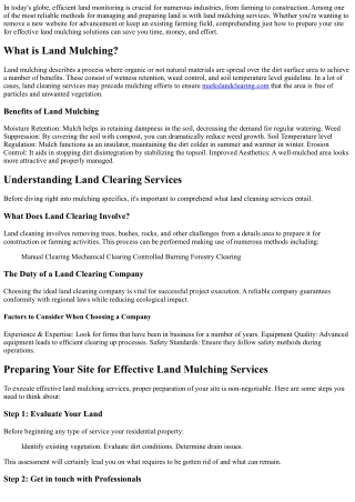 Just how to Prepare Your Site for Successful Land Mulching Solutions