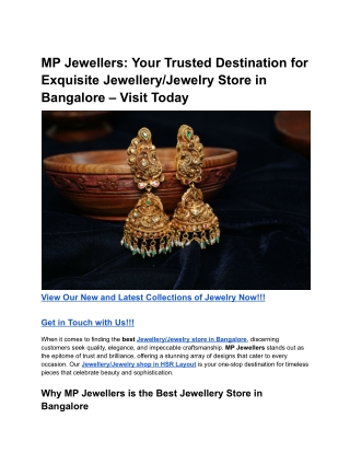 MP Jewellers_ Your Trusted Destination for Exquisite Jewellery_Jewelry store in Bangalore – Visit Today