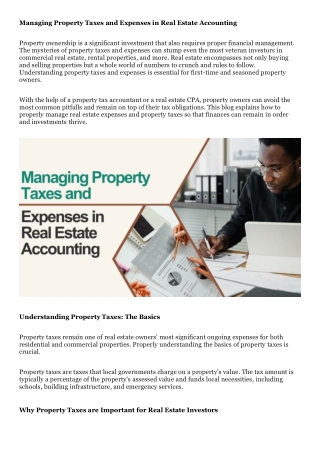 Managing Property Taxes and Expenses in Real Estate Accounting
