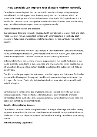 How Cannabis Can Improve Your Skincare Regimen Naturally