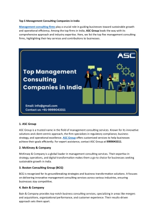 Top 5 Management Consulting Companies in India