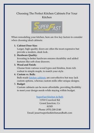 Choosing the perfect kitchen cabinets for your Kitchen