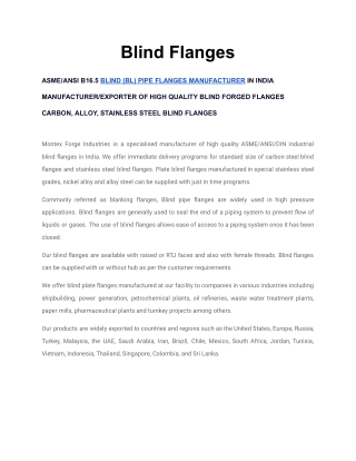 Best Blind Flanges Online Near Me at Great Prices in India