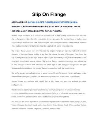 Carbon Steel Slip-On Flanges Online in India - Best Deals