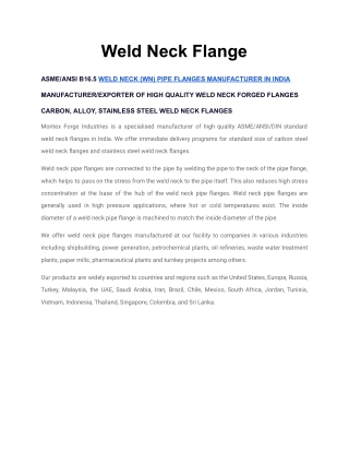 Shop Online for Weld Neck Flanges Manufacturers in India